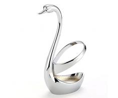 swallowzy vajilla, moderno Noble Fashion diseño con forma de cisne estilo soporte para horquilla de acero inoxidable de cocina cubiertos de ensalada de frutas para tartas de postre tenedores Set (cisne Base soporte con 6 tenedores)
