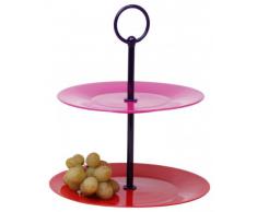 2-pisos - rojo/rosa - bandeja soporte - bandeja de madera - bandeja - servir - Plato de frutas