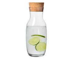 Krosno Jarra Garrafa Agua Zumo con Corcho Tapa | 1000 ML | Pure Collection Uso en Casa, Restaurante y en Fiestas | Apto para lavavajillas y Microondas