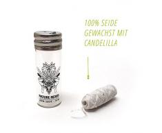 Nature Nerds - naturaleza libre de plástico Hilo dental en botella de vidrio encerado con candelilla - 6 bobinas = 180 m