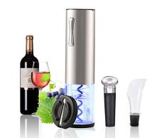 Lacyie Sacacorchos Eléctrico Abridor de Vino, Abrelatas de Vino Eléctrico Profesional Recargable USB Cortador de Papel, Vertedor, Tapón de Vino Silicona de Vacío, Kit Regalo de Vinos para Casa, Cena