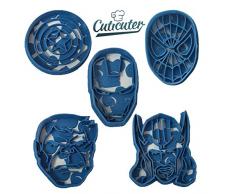 Cuticuter Superheroes Marvel Pack Cortador de Galletas, Azul, 16x14x1.5 cm, 5 Unidades