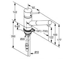 Kludi Scope 339310575 DN10 - Mezclador monomando para fregadero, color cromo