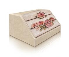 Panera con decoro de Rose shabby de madera 30 x 40 x 20 cm