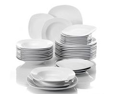 MALACASA, Serie Elisa, 36 piezas Juegos de Vajillas Vajillas de Porcelana,Vajillas completa 12 Platos de Postre, 12 Platos de Sopa y 12 Platos plano para 12 Personas