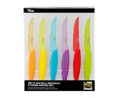 AUSONIA - 96526 PAQUETE CON JUEGO DE 6 CUCHILLOS DE COLORES PARA CARNE CON HOJA DE ACERO INOXIDABLE CON REVESTIMIENTO ANTIADHERENTE; SE PUEDEN LAVAR SIN PROBLEMAS EN LAVAVAJILLAS. ¡CORTAN LA CARNE COMO MANTEQUILLA!