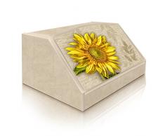 Lupia Caja para Pan, Estilo rústico, diseño Girasol, en Madera, 30 x 40 x 20 cm