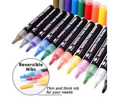Rotuladores de Pintura Acrílica para Piedras,Permanente Marcadores Dibujar en Piedras Vaso Cerámico Porcelana Plastico Madera Papel Lona (12 pcs)