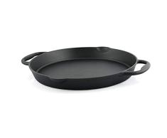 BBQ - TORO - Sartén de Hierro Fundido para Barbacoa I 2 Asas I 2 Boquillas I Ø 40 cm I Termorresistente I Curado I Gas I Inducción I Eléctrica I Fuego I Parrilla
