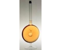 Jarra de cristal transparente en el pie, garaffa, betella, decantador de vidrio claro soplado a boca con una manzana de cristal transparente en el interior, rellenable, capacidad 0,2 litro y una altura circa 25 cm, disenado y fabricado