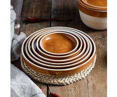 vajilla,Lindos regalos navideños de cerámica,Cazuela de cerámica, cazuela de barro, cazuela redonda de cerámica-Marrón_Plato de verduras al vapor de 10 pulgadas,Frutero seco,Cubiertos para viajar