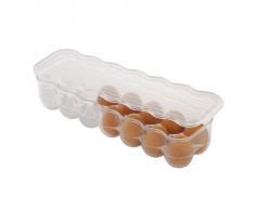 InterDesign Fridge/Freeze Binz Envase para huevos, huevera de plástico apilable para 14 huevos, caja de huevos, transparente
