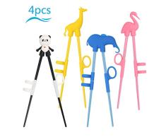 LANMOK Palillos para ninos 4pcs,Palillos de Animales para Practicar Comer de Silicona de Grado alimenticio Colorida para Comer arroz y Sushi.
