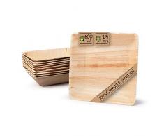 BIOZOYG Vajillas Desechables ecológicas Hechas de Hojas de Palma I 5 Piezas oja de Palma tazón Cuadrada 600ml 17cm I ensaladera tazón de Sopa tazón de Servir tazón de Aperitivos