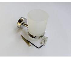 Kapitan Cristal Vaso Baño INOX 18/10 Acero Inoxidable, Autoadhesivo Montado en la pared, Fabricado en Europa, 20 Años de Garantía