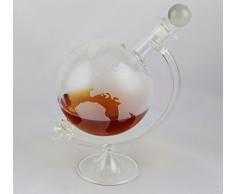 1 Botella de Vidrio Vacía Globo Jarra 750 ml con Pie de Vidrio Forma de Tierra para Rellenar Whisky Licor Aceite Vinagre 1 Unidad 22,5 cm slkfactoory
