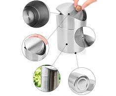 Mini Basura de la Encimera Con tapa oscilante, Mesa de Acero Inoxidable Basura de Escritorio Cocina Countertop papelera 1.5 L / 0.40 Gal (Silver)