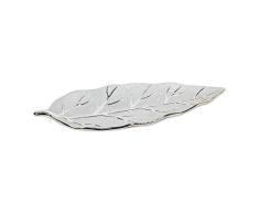 Centro de Mesa Hoja Plateada Ceramica 50 cm