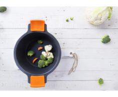 BRA Efficient - Cacerola alta con tapa de cristal y asas de silicona, 36 cm, apta para todo tipo de cocinas incluida inducción y horno.Libre de PFOA.