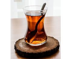 Topkapi - Juego de 6 vasos de té turcos Filiz, 111 cc, transparentes