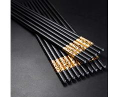 Youda 5 Pares de Palillos de Aleación, Set de Regalo de Palillos Chinos de Dragón, Estilo Clásico Reutilizable