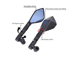 KaTur Motocicleta CNC Aluminio? Negro Lateral de Visión Trasera Espejos 8 mm 10 mm a la Derecha con Rosca Pernos Moto azulino Ojo de Halcón Espejos para Kawasaki Suzuki Honda Victory picadora