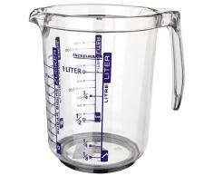 Fackelmann Jarra Medidora de Cocina, 1 litro de capacidad, con escala para medir lÃ­quidos, azÃºcar y harina, PlÃ¡stico SAN Transparente. Medidas 17,5x12,5x16,5 cm, 1 ud