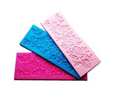 Molde de Decoración de Torta HTM Ratan en Forma de Flores y Hojas Sugarcraft Silicona Encaje