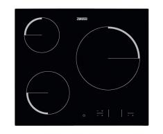 Zanussi ZEV6330FBA Placa vitrocerámica, Biselada, 3 zonas de cocción, Paellero, Panel de control táctil independiente, Bloqueo Seguridad, Sin Marco, Negro, 60 cm