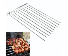 Zerodis Pinchos de Barbacoa BBQ Pinchos de Kebab De Metal para Asar a la Parrilla Pinchos de Acero Inoxidable Largos Pinza de Aguja Plana
