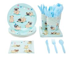 Juvale desechable de vajilla - Sirve 24 - Barro Tema del Partido Pack -