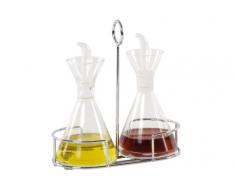 ANDREA HOUSE Set vinagrera y aceitera de Vidrio con Soporte Cromado matraz