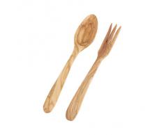 Zeller 23526 - Cubiertos para servir ensalada (2 unidades, madera de olivo, 30 cm)