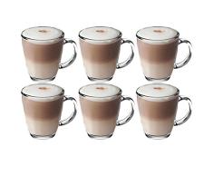 Get Goods - Vasos de Latte de 350 ml, Tazas de Vidrio Templado Grueso, Aptos para lavavajillas, café, té, Espresso y Capuchino (6 Vasos)