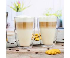 DS Latte Macchiato – Juego de 2 Vasos de té, Doble Pared, 400 ml, Vidrio térmico
