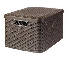 Curver 205861 - Cesta con tapa con efecto mimbre (tamaño grande, polipropileno)