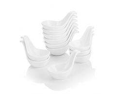 Malacasa, Series Ramekin, 12 Piezas Juego de Vajilla (9,5 * 6 * 5,5 cm) Cuenco de Postre Porcelana Snack Aperitivo Cuencos Salsa