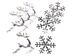 TOYLAND Paquete de 8 - Nakin de Navidad - Reno de Plata - 4 Copos de Nieve de Plata - Vajilla de Navidad