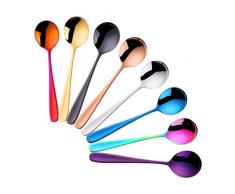 8 colores Cucharas de Postre Acero Inoxidable Sopa de Pastel Cuchara Redonda Cena Vajilla - DoBuy