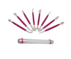 Set de 28 émbolos cortadores para decoración de pasteles y galletas con 8 herramientas para modelar y rodillo por Kurtzy TM