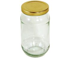 Tala - Bote para conservas con tapa dorada a rosca (0,47 l), transparente