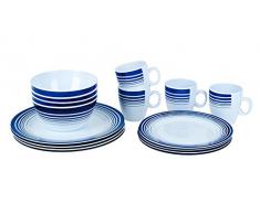 Bo Camp - Vajilla de mesa de 16 piezas de melamina, azul oscuro
