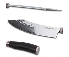 YOUSUNLONG Cocina Cortador doblado de10 pulgadas Cuchillo del chef japonés VG10 Acero inoxidable de alto carbono-Hoja afilada-Mango de hueso-Para cortar carne, frutas y verduras SL-DK10915B