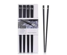 Sillas de comedor japonés 5 pares de palillos de aleación reutilizables estantes de comedor lavables para lavar vajilla Set de vajilla con estilo negro de lujo hecha a mano 5 estilo