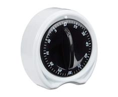 Relaxdays Temporizador Cocina, Cronómetro Analógico, Minutero Mecánico, Timer 1 Hora, Plástico, 1 Ud, 8 cm, Blanco-Negro