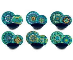 Excelsa Mandala Mediterraneo Vajilla de 18 piezas de porcelana, multicolor