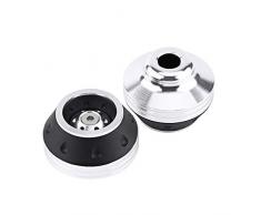 CNC Frente Tenedor Cuadro Deslizadores Deslizamiento Rueda Protector Aluminio Tenedor Marco Rueda Deslizadores Crash Pads Moto Protección de caída Scooter Ciclomotor(plata)