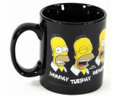 United Labels 0199459 - Taza para el desayuno con diseño de Homer y los días de la semana en inglés, color negro