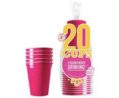 Original Cup - 20 x Vasos de Plásticos de 53cl de Beer Pong, Red Cups Americanos, Plástico, Reutilizable y Lavable a Máquina, Cerveza Pong oficial, Juegos de Beber para Fiesta, Navidad, Cumpleaños, Año Nuevo - Rosa