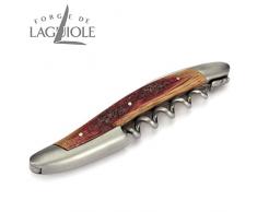 Forge de Laguiole sacacorchos camareros cuchillo - 3 funciones - barrique barril mango de madera - de acero inoxidable